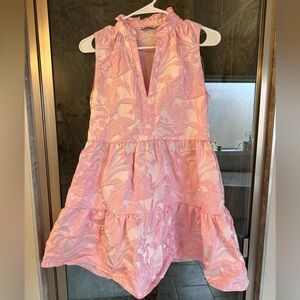 Amanda Uprichard Jacquard Pink Floral Sleeveless Dress